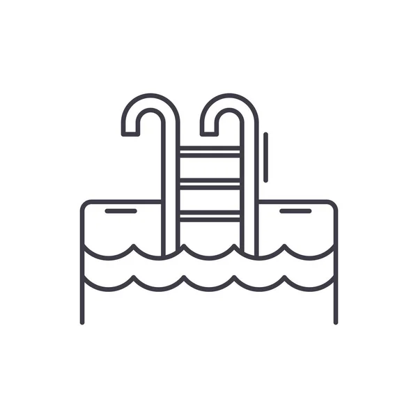Sportovní bazén vyvázání ikony. Sportovní bazén Lineární vektorové ilustrace, symbol, znak — Stockový vektor
