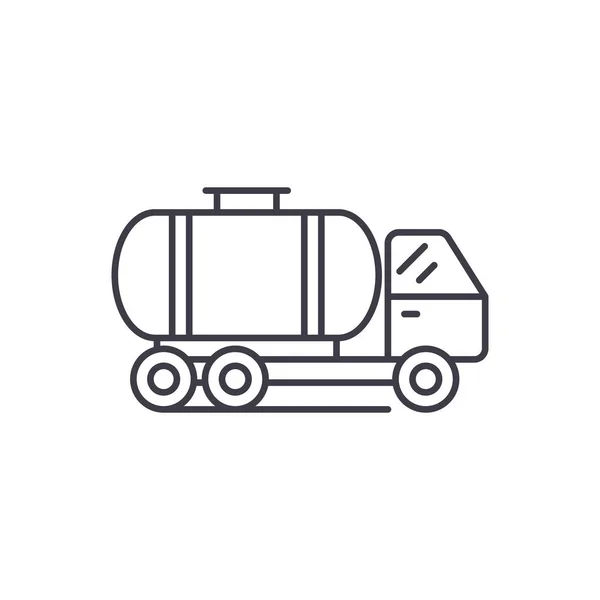 Concepto de icono de línea de carro tanque. Tanque coche vector lineal ilustración, símbolo, signo — Vector de stock