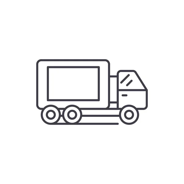 Konsep ikon garis truk. Truck vektor linear ilustrasi, simbol, tanda - Stok Vektor