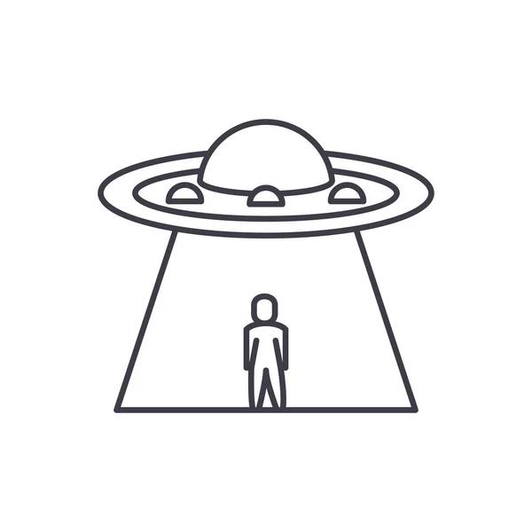 Icono de línea OVNI concepto. Ufo vector lineal ilustración, símbolo, signo — Archivo Imágenes Vectoriales