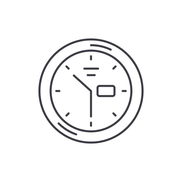 Ścienny zegar linii ikona koncepcja. Ścienny zegar wektor ilustracja liniowa, symbol, znak — Wektor stockowy