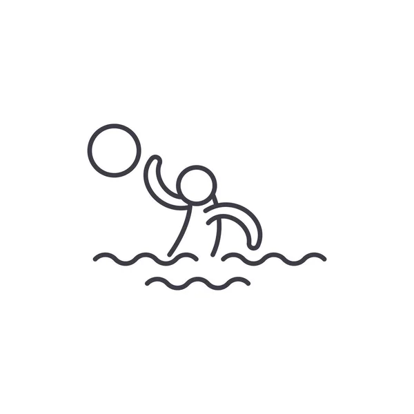 Concept d'icône de ligne de volley-ball aquatique. Vecteur de volleyball d'eau illustration linéaire, symbole, signe — Image vectorielle