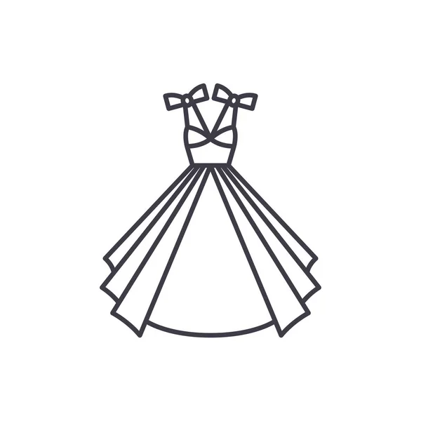 Wedding dress line icon concept. Wedding dress vector linear illustration, symbol, sign — Stock Vector