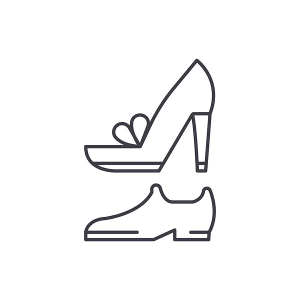 Wedding shoes line icon concept. Wedding shoes vector linear illustration, symbol, sign — Stock Vector
