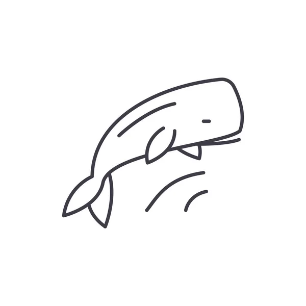 Whale line ikonen koncept. Whale vektor linjär illustration, symbol, underteckna — Stock vektor