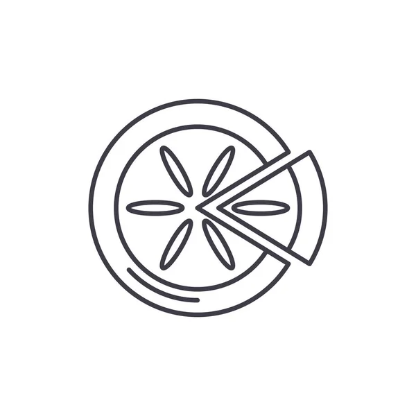 Winter taart lijn pictogram concept. Lineaire vectorillustratie winter taart, symbool, teken — Stockvector