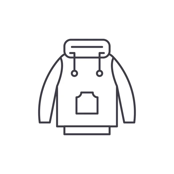 Kış ceket satırı simgesi kavramı. Kış ceket vektör lineer illüstrasyon, sembol, işareti — Stok Vektör