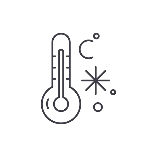 Vinter temperatur line ikonen koncept. Vinter temperatur linjär vektorillustration, symbol, underteckna — Stock vektor