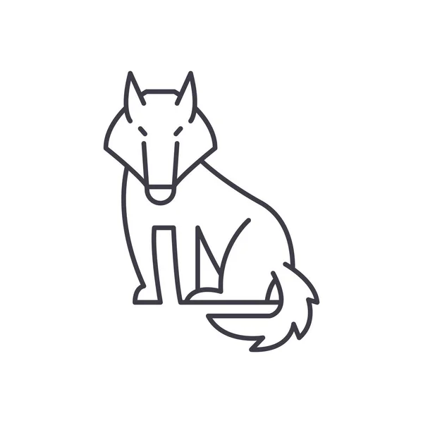 Concepto de icono de línea Wolf. Lobo vector lineal ilustración, símbolo, signo — Archivo Imágenes Vectoriales