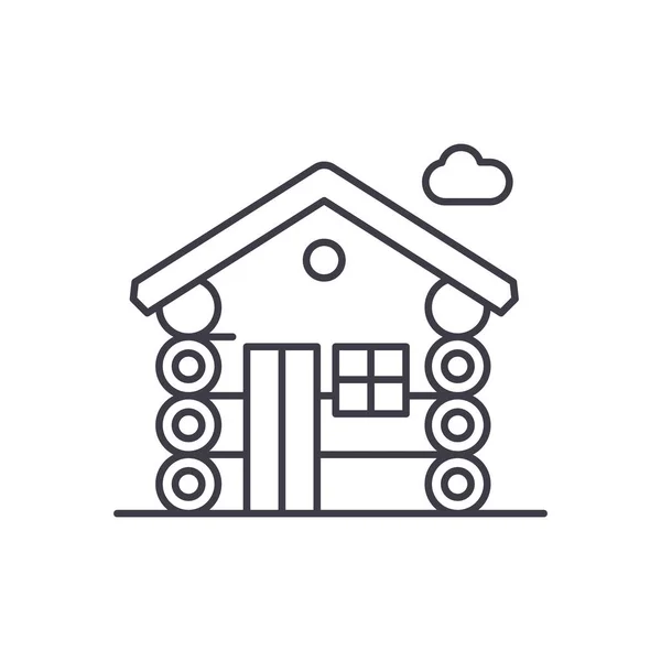 Wooden House Line Icon Concept Wooden House Vector Linear Illustration — Stock Vector