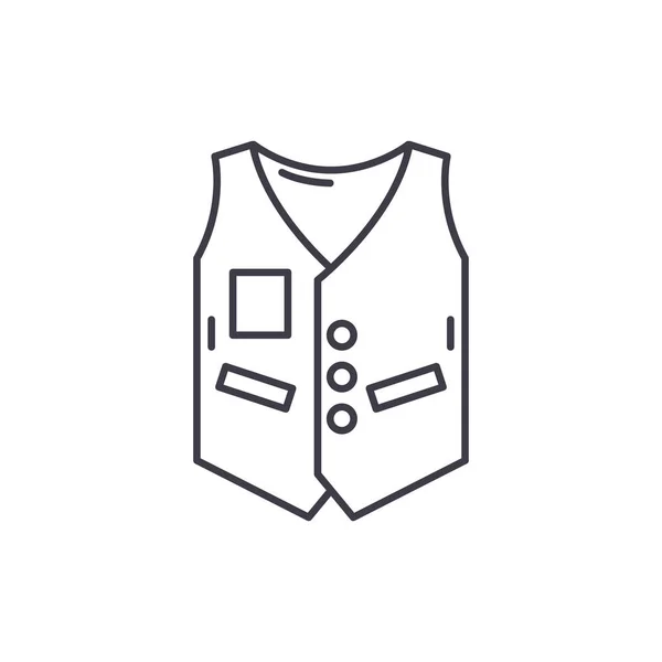 Gilet de travail ligne icône concept. Gilet de travail vecteur illustration linéaire, symbole, signe — Image vectorielle