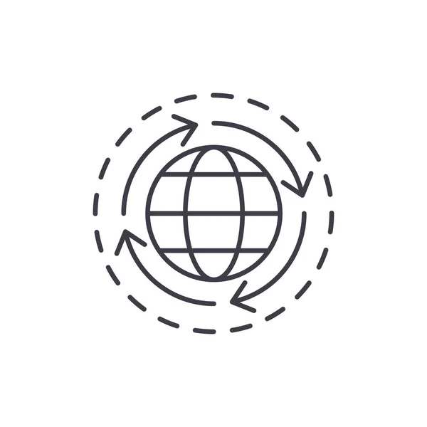 Concept d'icône de ligne de l'économie mondiale. économie mondiale vecteur illustration linéaire, symbole, signe — Image vectorielle
