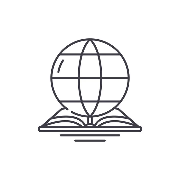Concept d'icône de ligne de droit mondial. Législation mondiale vecteur illustration linéaire, symbole, signe — Image vectorielle