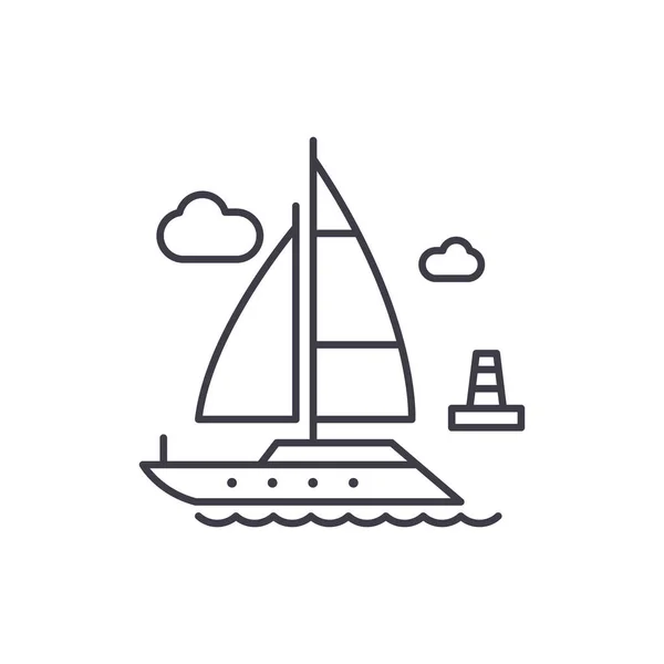 Yacht Line Icon Konzept. Yachtvektor lineare Illustration, Zeichen, Symbol — Stockvektor