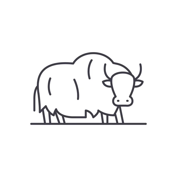 Yak concepto de icono de línea. Ilustración lineal de vector de yak, símbolo, signo — Vector de stock