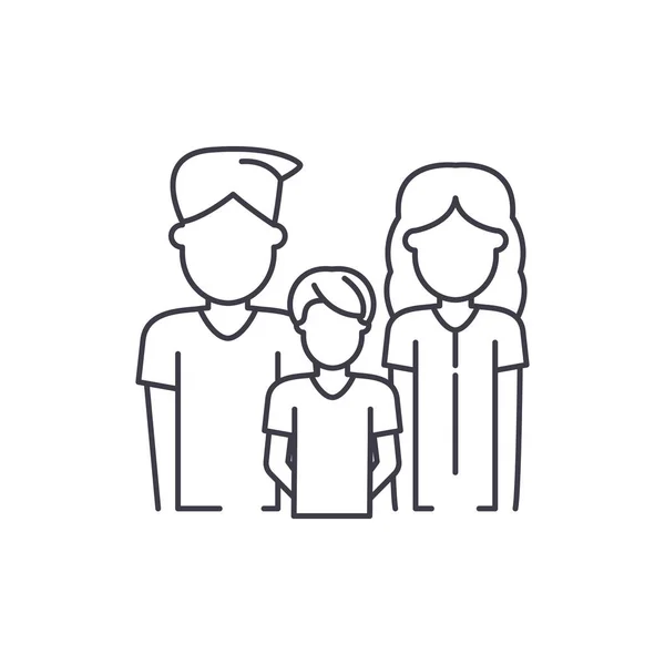 Concept d'icône de ligne de jeune famille. Jeune famille vecteur illustration linéaire, symbole, signe — Image vectorielle