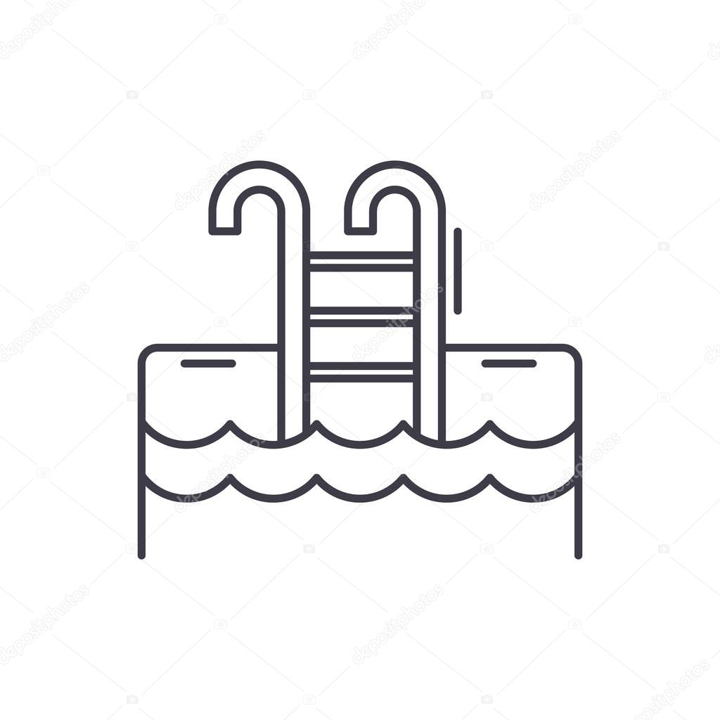 Sports pool line icon concept. Sports pool vector linear illustration, sign, symbol