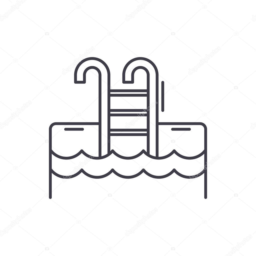 Sports pool line icon concept. Sports pool vector linear illustration, symbol, sign