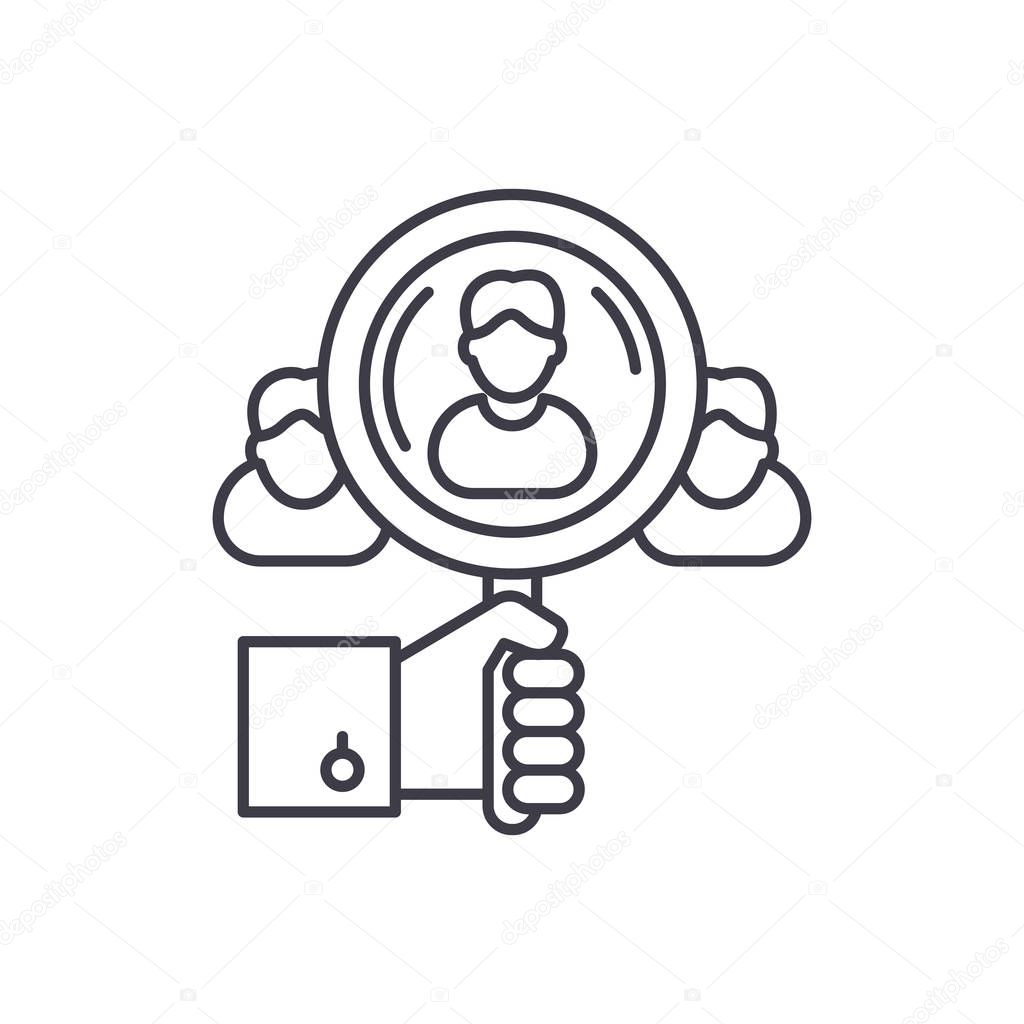 Talent search line icon concept. Talent search vector linear illustration, symbol, sign