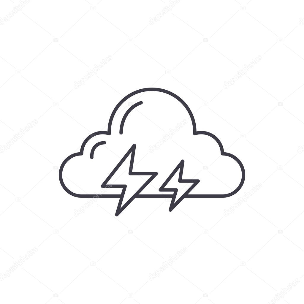 Thunderstorm line icon concept. Thunderstorm vector linear illustration, symbol, sign