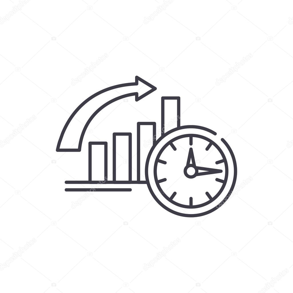 To be on time line icon concept. To be on time vector linear illustration, symbol, sign