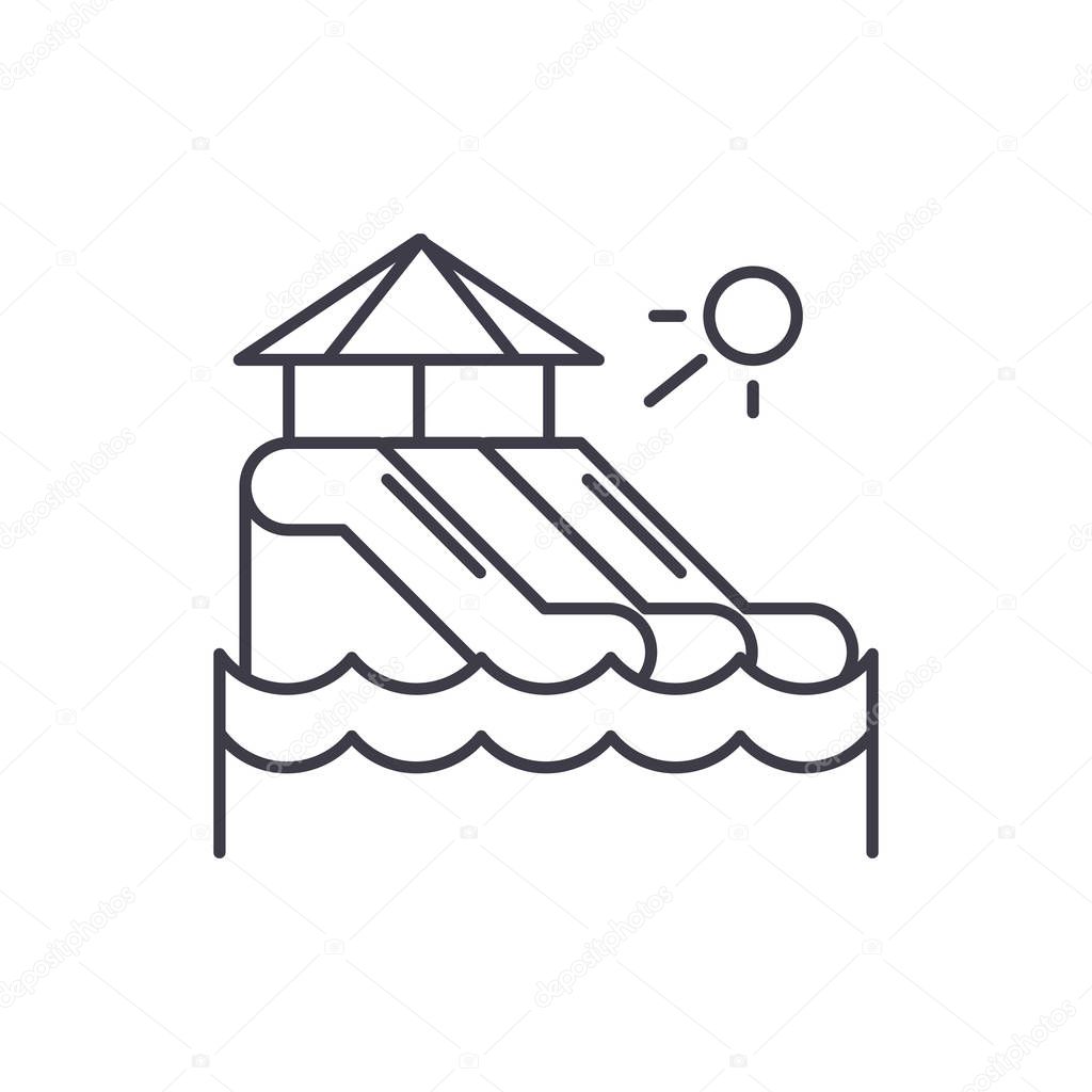 Waterslides line icon concept. Waterslides vector linear illustration, sign, symbol