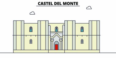 Castel Del Monte satır seyahat landmark, manzarası, vektör tasarımı. Castel Del Monte doğrusal illüstrasyon. 