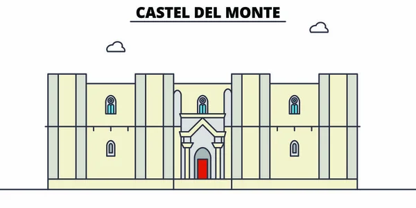 Castel Del Monte line travel landmark, skyline, vector design. Castel Del Monte linear illustration. — Stock Vector