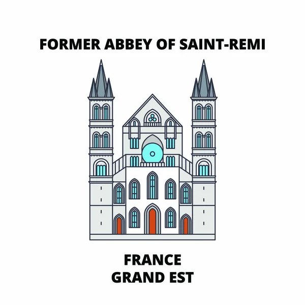 France, Grand Est - Ancienne abbaye de Saint-Rémi ligne Voyage point de repère, skyline, design vectoriel. France, Grand Est - Ancienne abbaye de Saint-Rémi illustration linéaire . — Image vectorielle