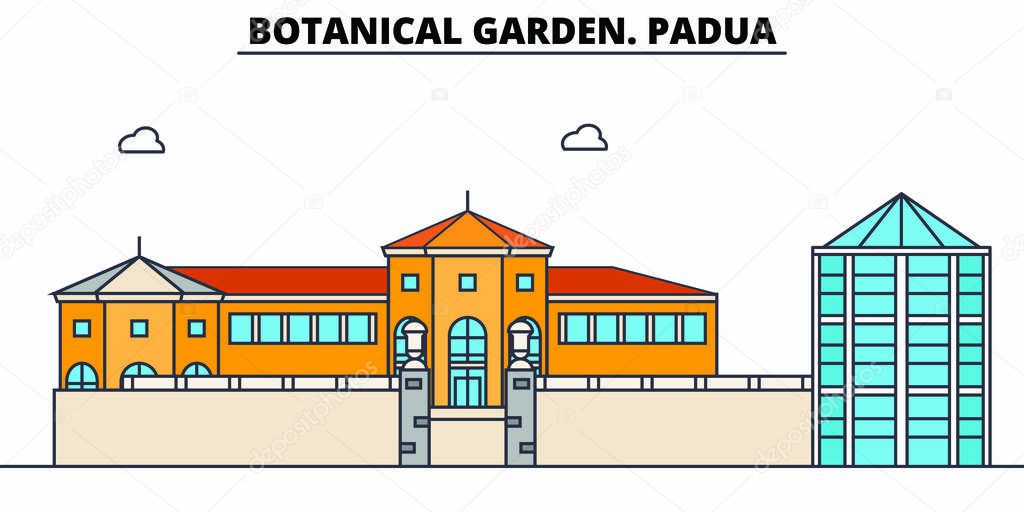 Botanical Garden. Padua line travel landmark, skyline, vector design. Botanical Garden. Padua linear illustration. 