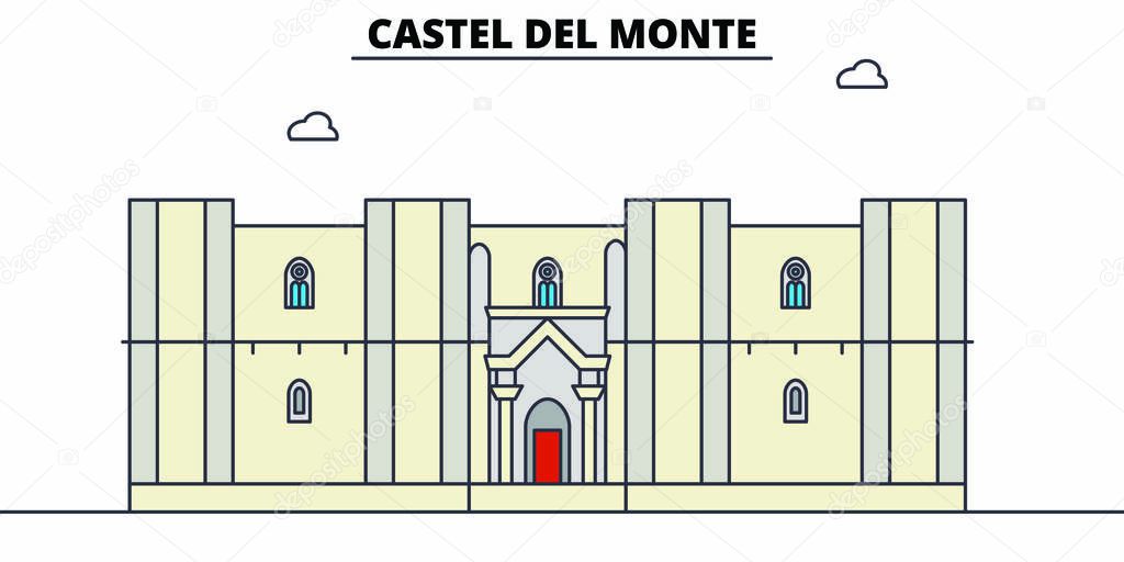 Castel Del Monte line travel landmark, skyline, vector design. Castel Del Monte linear illustration. 