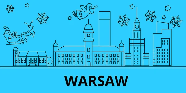 Polonia Varsovia Ciudad Vacaciones Invierno Horizonte Feliz Navidad Feliz Año — Vector de stock