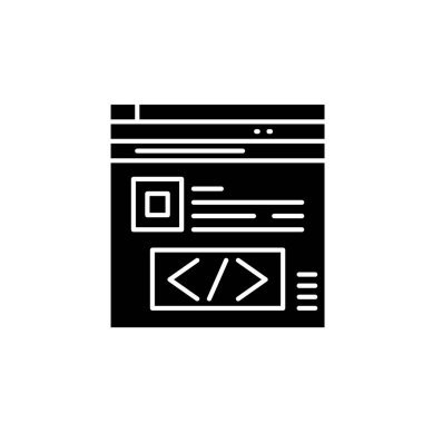 Arama motoru optimizasyonu siyah simgesini, izole arka plan tabelada vektör. Arama motoru optimizasyonu kavramı sembol, illüstrasyon 