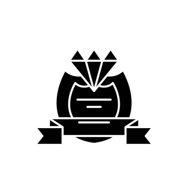 VIP müşteri siyah simgesi, kavram vektör izole arka plan üzerinde oturum açın. VIP müşteri illüstrasyon, sembol