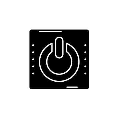 Siyah düğme simgesi güç, izole arka plan tabelada vektör. Güç düğmesi kavramı sembol, illüstrasyon 