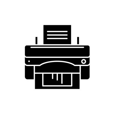 Ofis siyah yazıcı simgesi, vektör izole arka plan üzerinde işareti. Office yazıcı kavramı sembol, illüstrasyon 