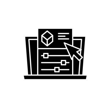 Siyah ayarlar simgesini proje, izole arka plan tabelada vektör. Proje ayarlarını kavramı sembol, illüstrasyon 