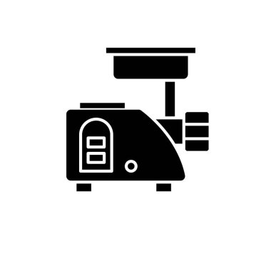 Et kıyma makinesi siyah kutsal kişilerin resmi, vektör izole arka plan üzerinde işareti. Et kıyma makinesi konsepti sembolü, illüstrasyon 