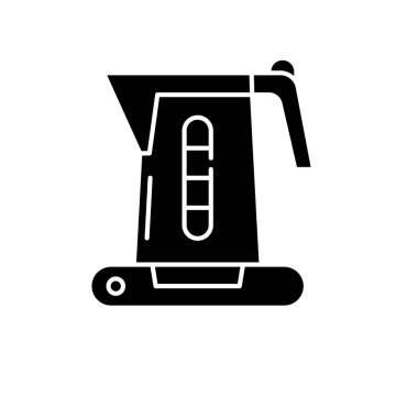 Elektrikli su ısıtıcısı siyah kutsal kişilerin resmi, vektör izole arka plan üzerinde işareti. Elektrikli su ısıtıcısı kavramı sembol, illüstrasyon 