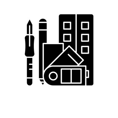 Sanat becerileri siyah kutsal kişilerin resmi, vektör izole arka plan üzerinde işareti. Sanat becerileri kavramı sembol, illüstrasyon 