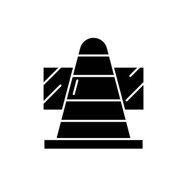 İlerleme siyah kutsal kişilerin resmi içinde çalışmak, izole arka plan tabelada vektör. Yapım aşamasında kavramı sembol, illüstrasyon 