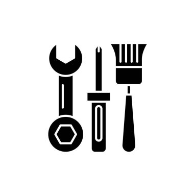 Araçlar siyah simgesi, bina vektör izole arka plan üzerinde işareti. Bina araçlar kavramı sembol, illüstrasyon 