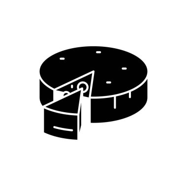 Siyah simge peynir, izole arka plan tabelada vektör. Peynir kavramı sembol, illüstrasyon 