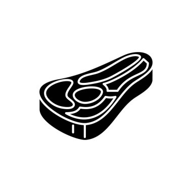 Biftek siyah kutsal kişilerin resmi, vektör izole arka plan üzerinde işareti. Biftek kavramı sembol, illüstrasyon 