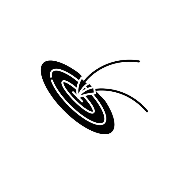 Cible professionnelle icône noire, signe vectoriel sur fond isolé. Concept de cible d'entreprise symbole, illustration — Image vectorielle