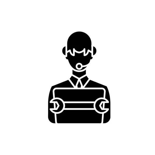 Stödja business svart ikonen, vector tecken på isolerade bakgrund. Stödjande företag koncept symbol, illustration — Stock vektor