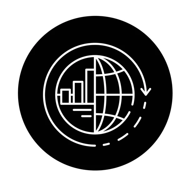 Integración global icono negro, signo vectorial sobre fondo aislado. Símbolo del concepto de integración global, ilustración — Vector de stock