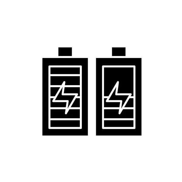 Batería de carga icono negro, signo de vector en el fondo aislado. Símbolo de concepto de carga de batería, ilustración — Archivo Imágenes Vectoriales