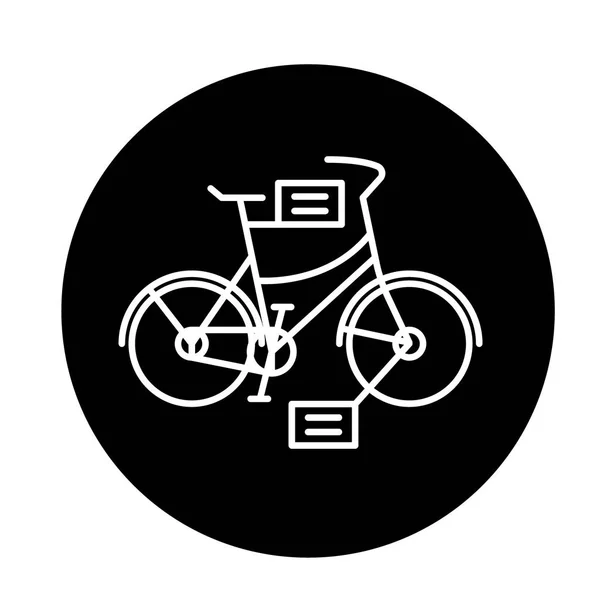 Ciudad bicicleta icono negro, signo vectorial sobre fondo aislado. Ciudad concepto de bicicleta símbolo, ilustración — Archivo Imágenes Vectoriales