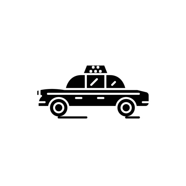 Taxi bilen svart ikon, vector tecken på isolerade bakgrund. Taxi bilen konceptet symbol, illustration — Stock vektor